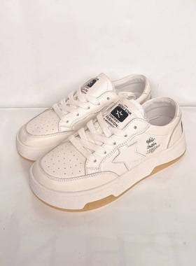 MN春季新款真皮小白鞋女平底系带学生休闲运动板鞋单鞋32194