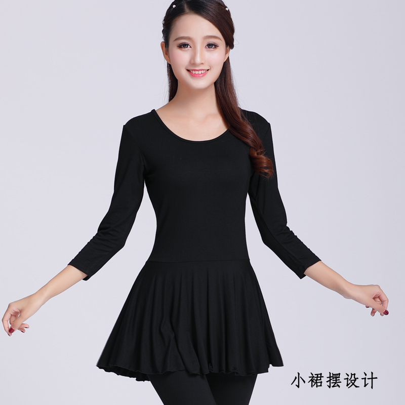 广场舞服装上衣长袖女春夏新款拉丁舞圆领跳舞衣服成人舞蹈服练功