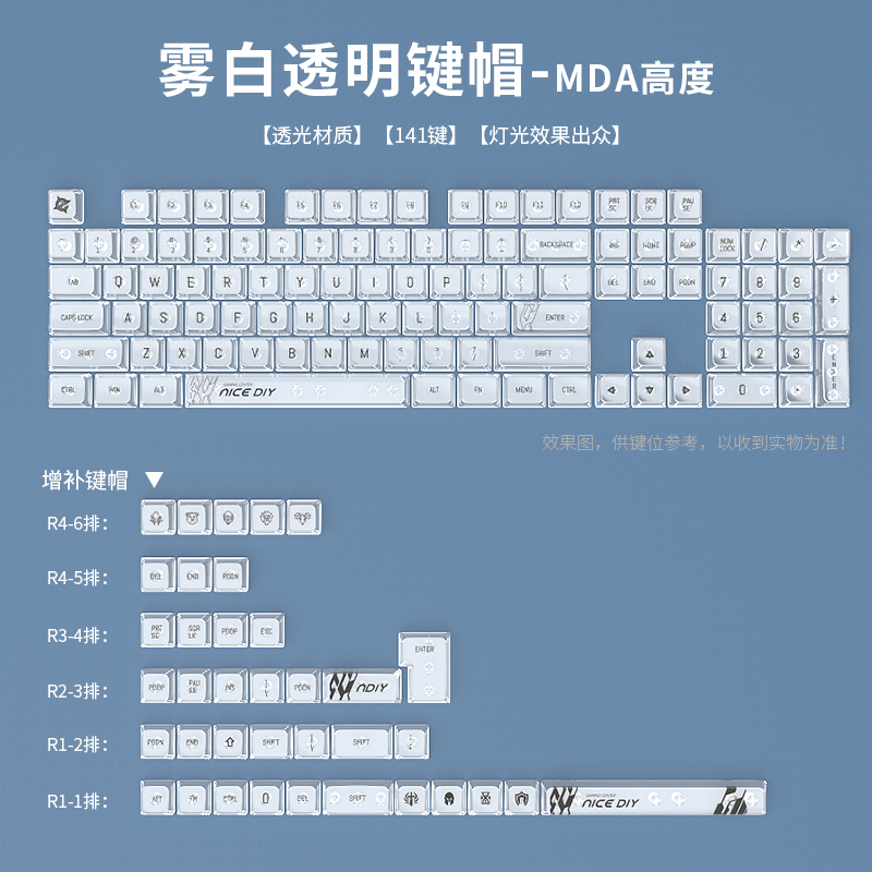 字符发光小全套黑吉蛇透明键帽透