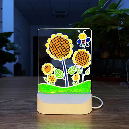 diy儿童手抄报画板可擦写led发光留言绘画素描小夜灯创意礼品