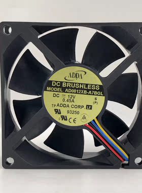 原装ADDA协喜 12V 8025 AD0812XB-A7BGL 0.45A 8CM 双滚珠4线风扇