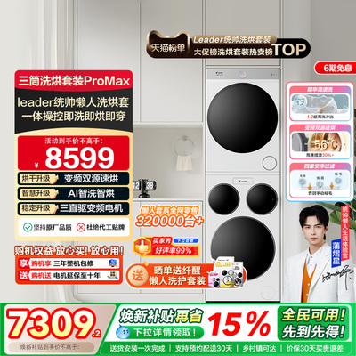 海尔出品统帅Leader三筒懒人洗衣机干衣机套装12.5kg全自动ProMax