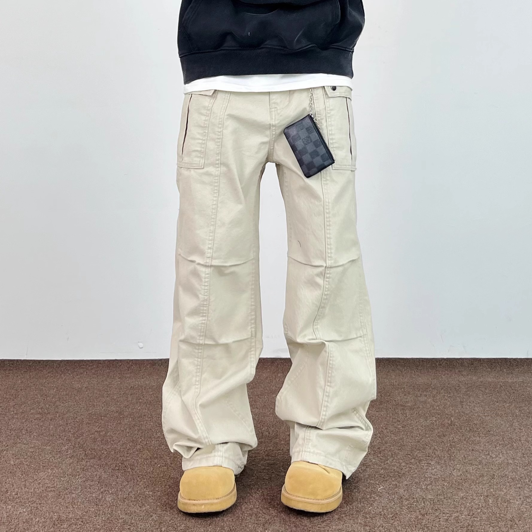 SWAG美式高级感杏色休闲工装裤男