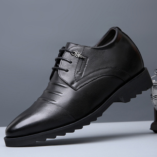 内增高皮鞋10cm男士隐形内增高鞋8cm真皮商务正装厚底婚休闲男鞋