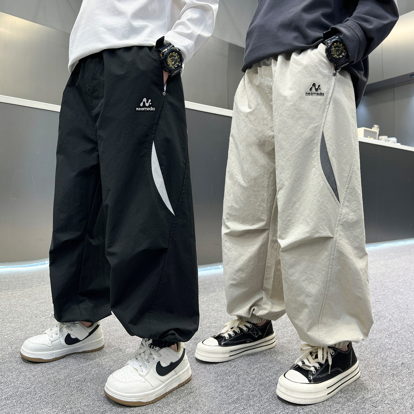 男童工装裤春秋款2026新款儿童裤子痞帅大童休闲裤子男孩炸街春装