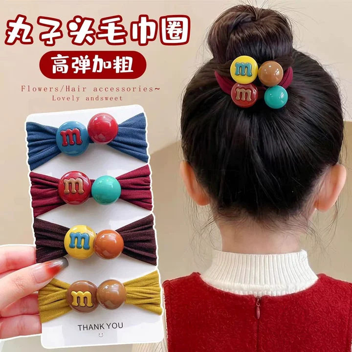 字母头绳高弹力加粗发绳宝宝不伤发毛巾圈丸子头头绳女童扎发发饰