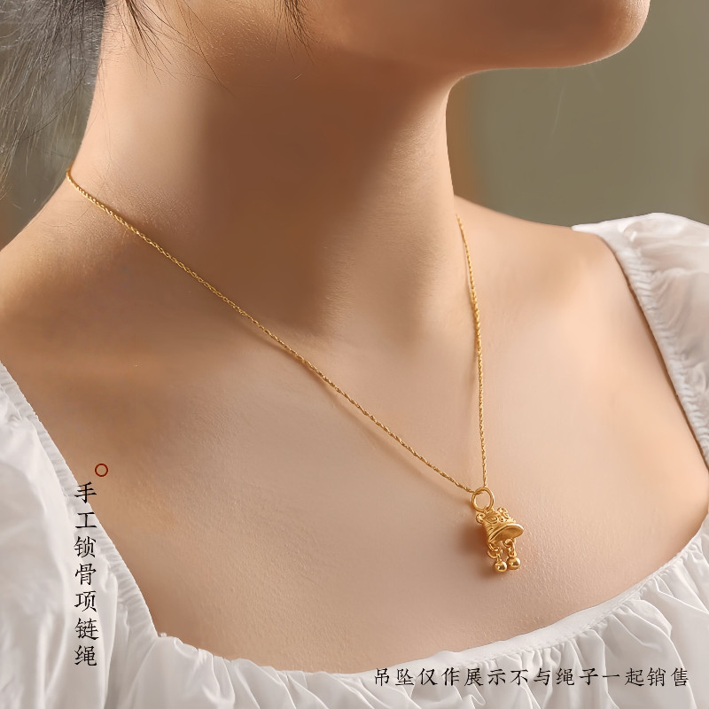 细金线吊坠挂绳项链弹簧扣绳子黄金翡翠玉石锁骨链女挂脖项圈配绳