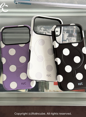 Rolincube原创苹果17Promax手机壳ins波点iPhone17Pro韩国菲林壳15Pro磁吸Magsafe适用16Pro全包16Promax简约