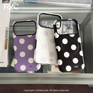Rolincube原创苹果17Promax手机壳ins波点iPhone17Pro韩国菲林壳15Pro磁吸Magsafe适用16Pro全包16Promax简约