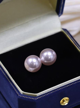 8-9mm曼塔玫瑰珍珠素珠施家贝珠耳钉耳饰ESA609