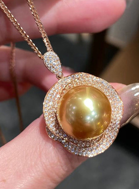 16-17mm金色三生三世山茶花款珍珠吊坠DZB311