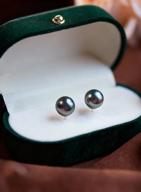 8-9mm绿色珍珠耳钉ESA615