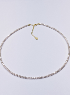 2-3mm樱花粉延长链小米珠施家珍珠贝珠项链XLA410