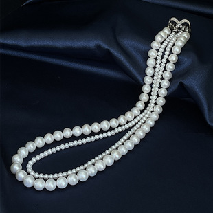 4mm 8mm双层白色施家珍珠八字扣双层项链XLA413