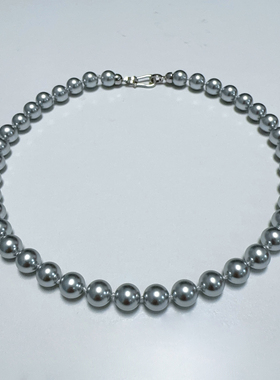 10mm铂金灰马蹄珍珠项链XLA401