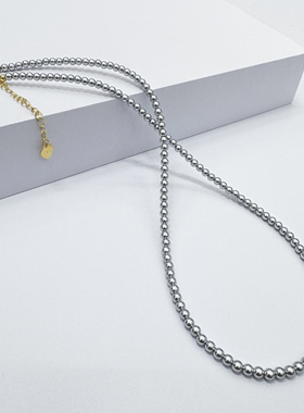 2-3mm铂金灰延长链小米珠珍珠项链XLA411