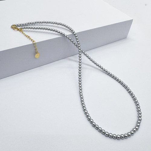 2-3mm铂金灰延长链小米珠珍珠项链XLA411