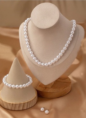 10-11mm白色元宝扣施家珍珠项链（赠手链+耳钉）TZB601