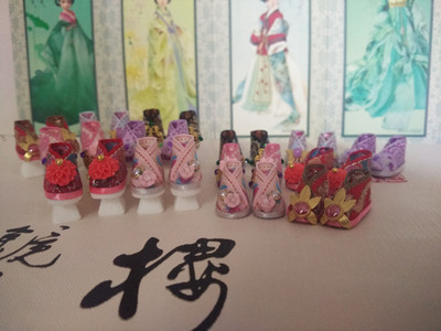 古装娃娃服饰适合六分、心怡、obitsu1/6娃可穿纯手工制作绣花鞋