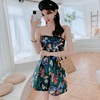 夏季网红主播度假款性感抹胸复古印花高腰时尚连体短裤女|ms