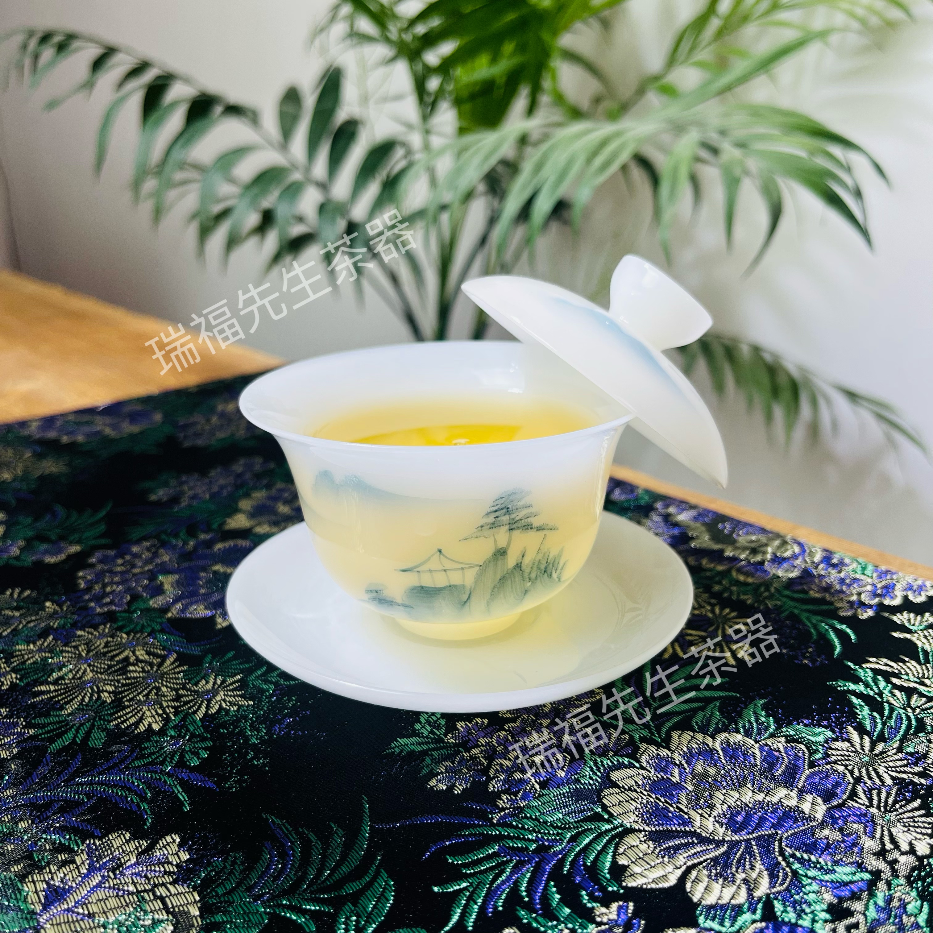冰种璞玉薄胎三才盖碗茶杯陶瓷泡茶功夫茶三件套高档2026新款