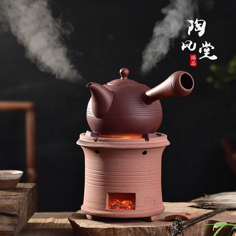 潮州烧炭茶炉陶炉手工红泥小火炉橄榄碳炉木炭炉烧水炉功夫煮茶炉