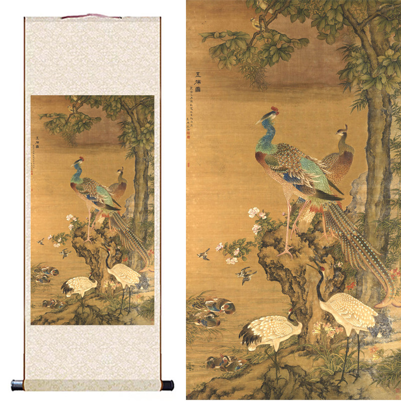 清 沈铨 五伦图 国画客厅书房玄关挂画微喷画芯复古装饰画