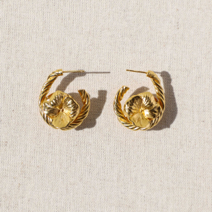 MONSECRET双面花卉绳结耳圈轻奢复古时髦C环耳环小众设计感耳饰女