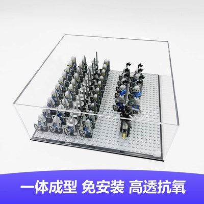 LuckyFigure一体征兵人仔展示盒 M款高透防尘罩 适配4块16*16底板