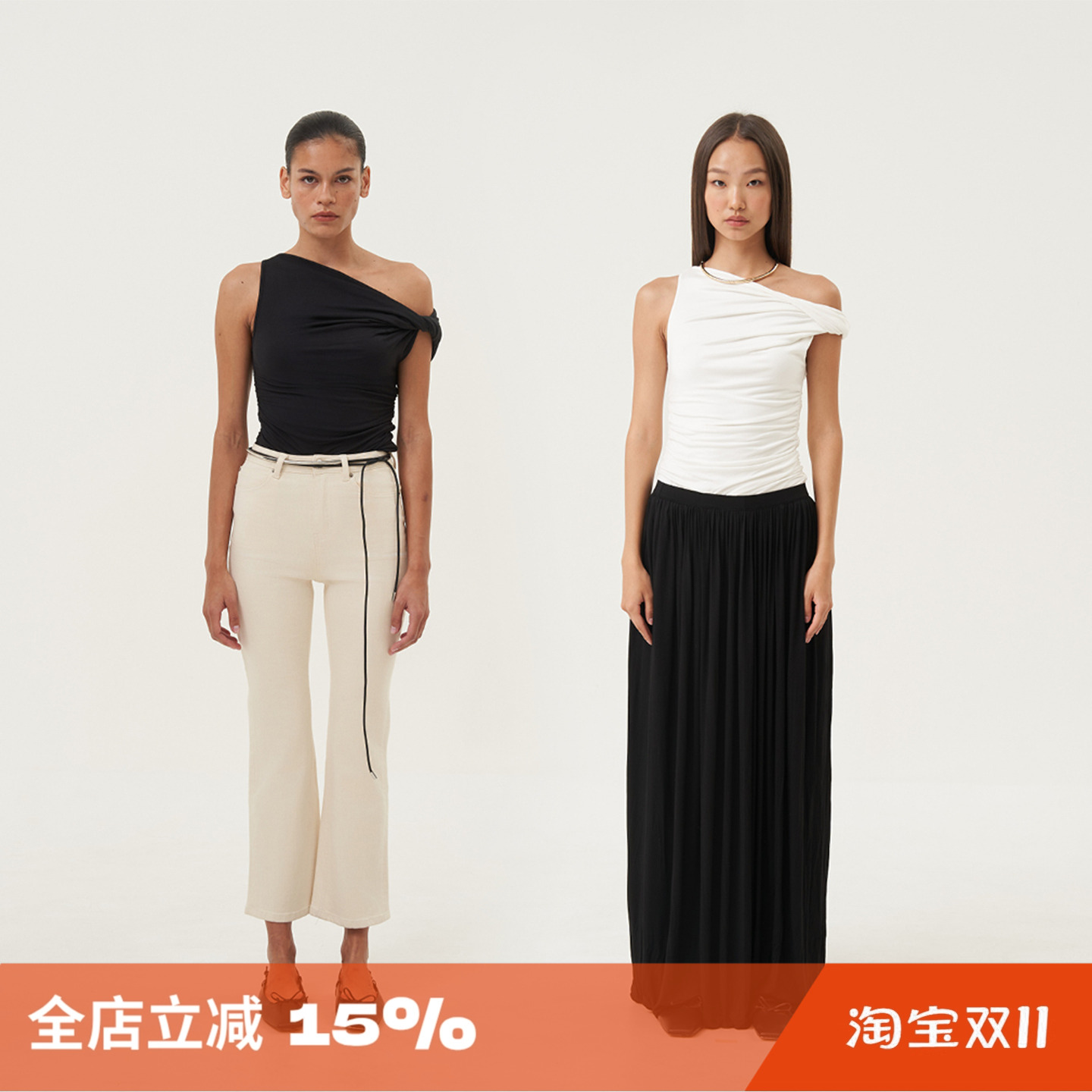 小众不对称侧纽结褶皱连体小上衣