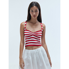 OTHERSTORE 多巴胺假日 方领条纹针织背心女性感显瘦短款吊带上衣