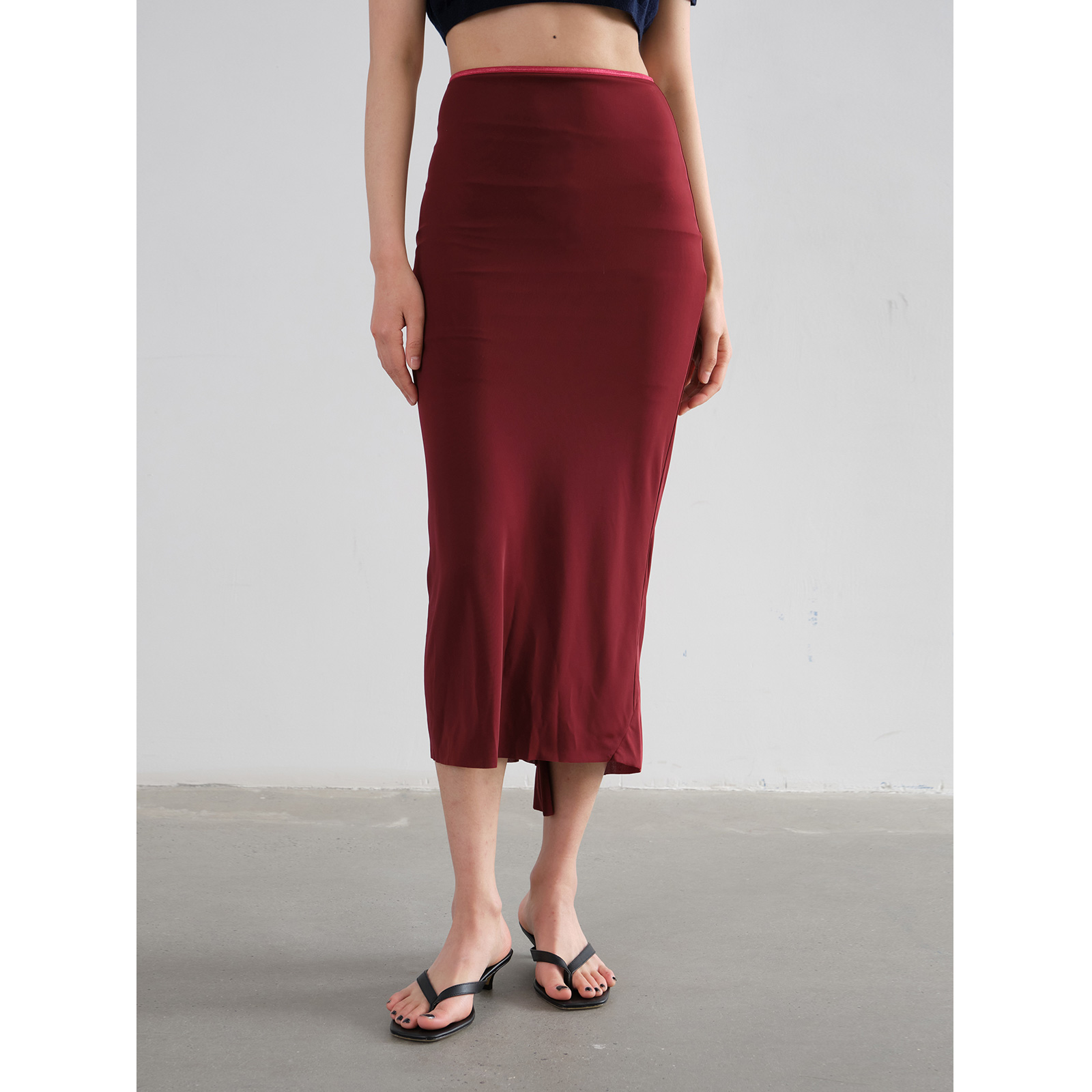 针织薄面料鱼尾裙子显瘦分割半裙