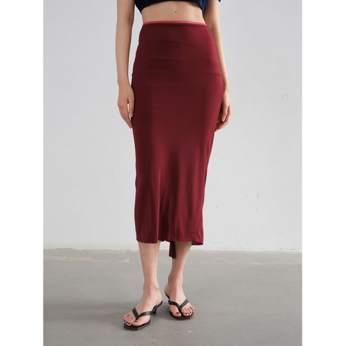 针织薄面料鱼尾裙子显瘦分割半裙