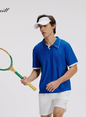 Lakewill男士polo领华夫格宽松跑步健身网球吸汗短T恤运动T恤