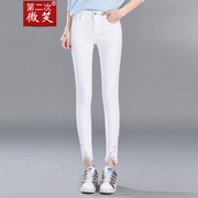 裤牛仔女高腰女小脚裤黑白色九分裤弹力裤小脚女黑色