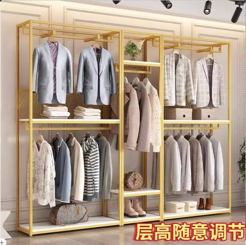 钢架烤漆服装展示架童装店衣服架子双层落地式挂衣架男女装店货架