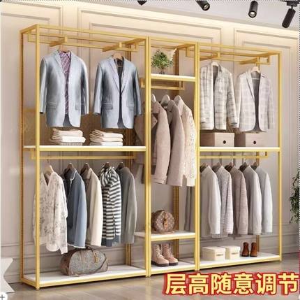钢架烤漆服装展示架童装店衣服架子双层落地式挂衣架男女装店货架