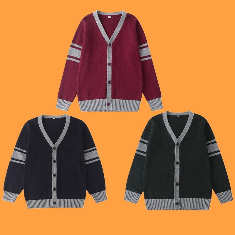 男女童学生纯棉针织开衫校服秋冬