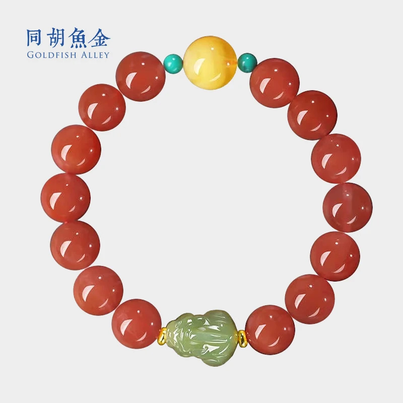 天然南红手串高级感招财貔貅