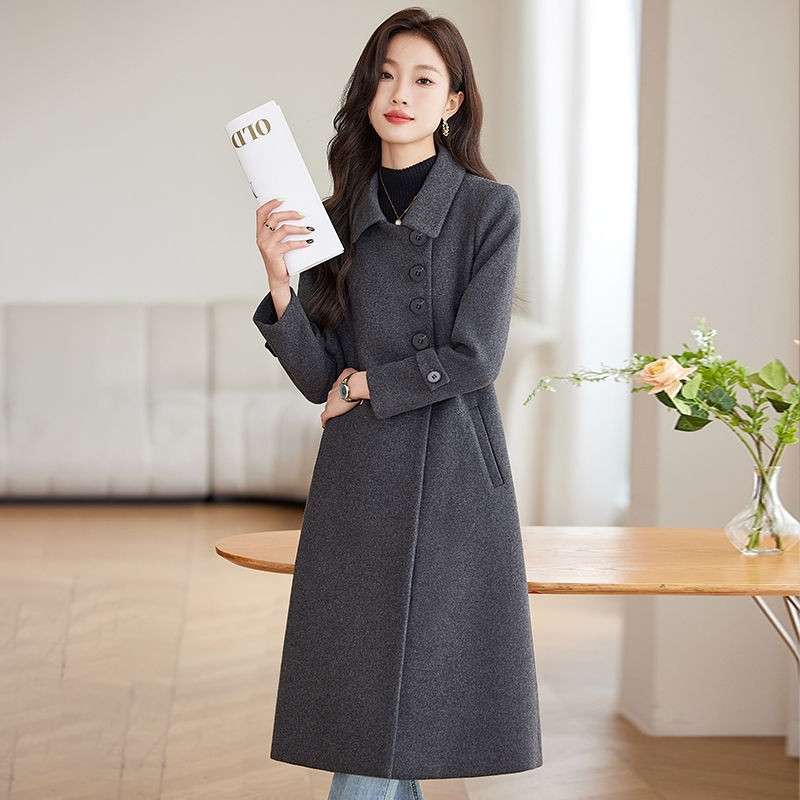 毛呢风衣女中长款女加厚加棉大衣