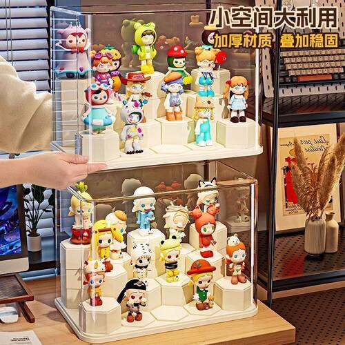 盲盒展示架收纳透明亚克力手办展示柜玩具积木泡泡玛特收纳盒防尘