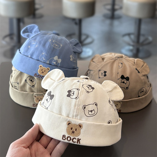 宝宝帽子春秋薄款纯棉地主帽婴幼儿超萌瓜皮帽男女童遮阳雅痞帽子