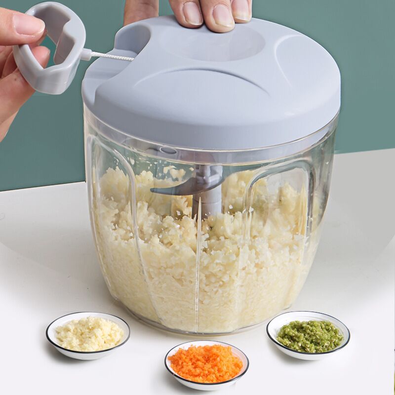 新疆包邮拉蒜器家用多功能切菜器辅食料理绞肉机手动压蒜器