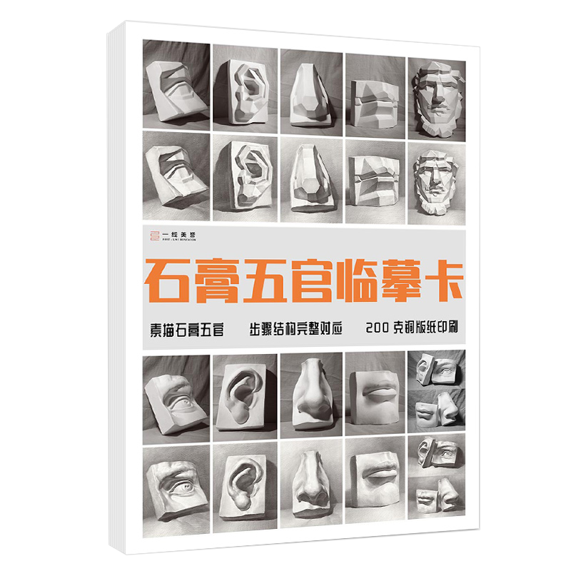 石膏五官临摹卡 2022一线头像卡片高清精微画结构初级创意照片画册摹图片作品基础入门书教材教学教程美术绘画静物描摹练习书籍