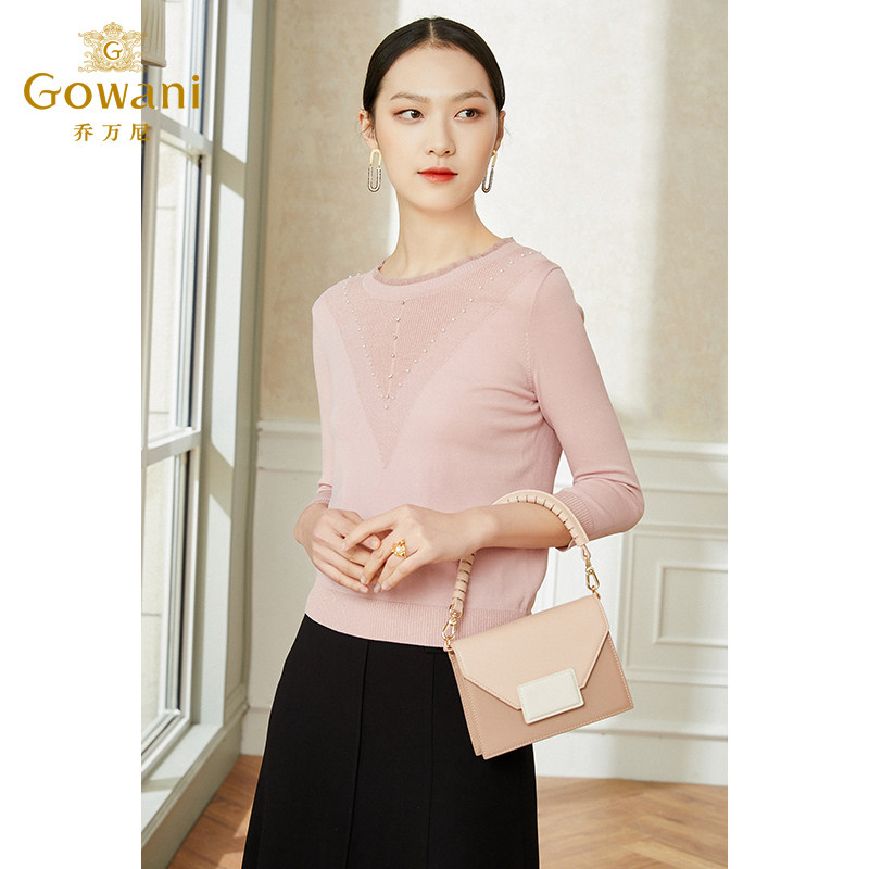 乔万尼冰丝针织衫女薄款小香风设计感圆领春款长袖外套EI1M951