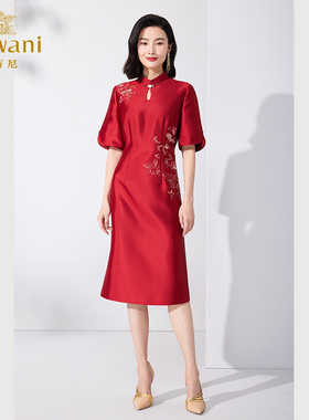 乔万尼夏季修身刺绣旗袍连衣裙ET2E203101