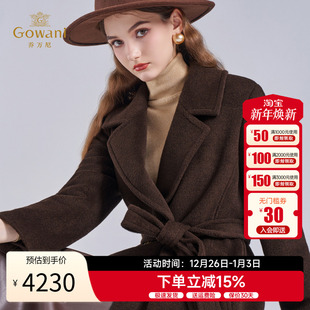 系带毛呢外套ED4A771 新品 100%绵羊毛 乔万尼老钱风大衣2025冬季