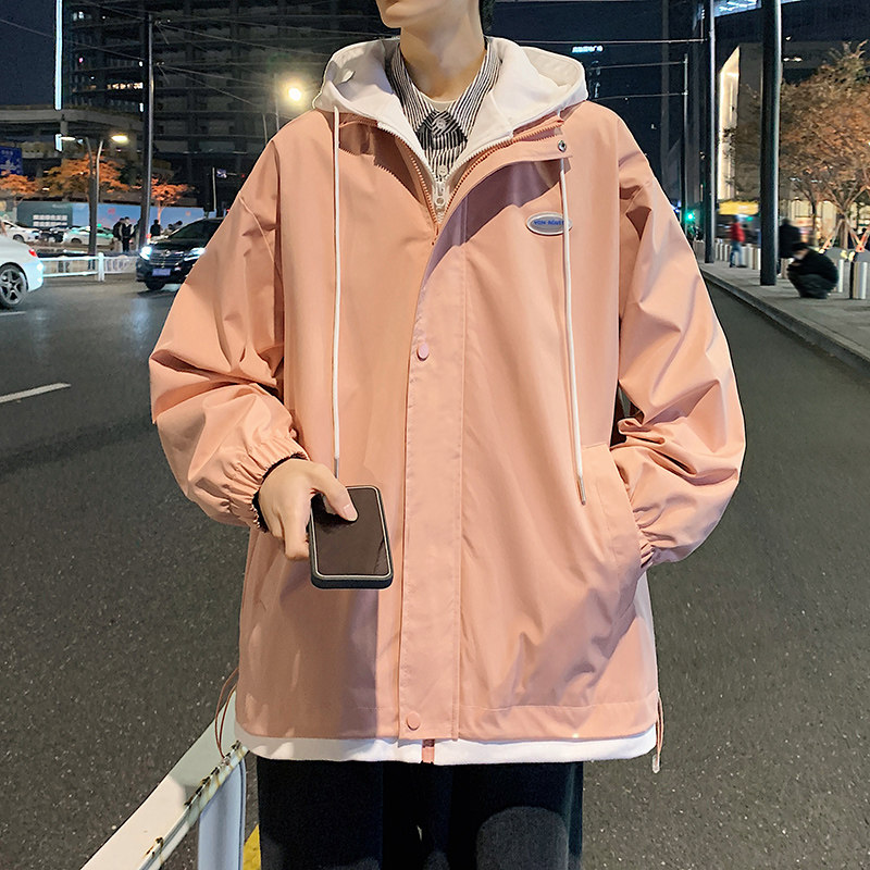 春季情侣装外套假两件夹克连帽男士休闲潮流A266-JK2226-P80图片