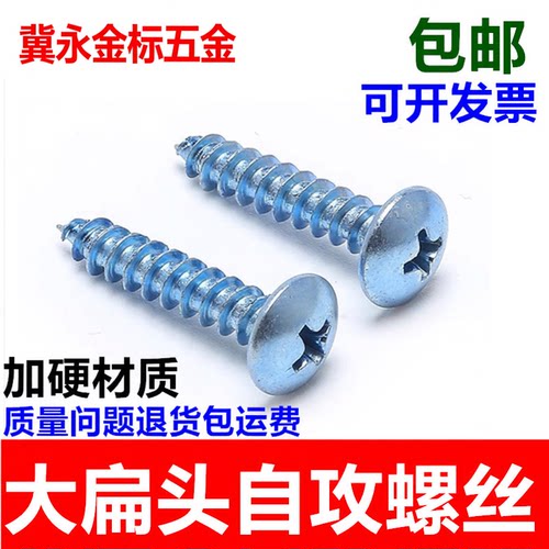镀蓝白锌加硬大扁头自攻螺丝钉