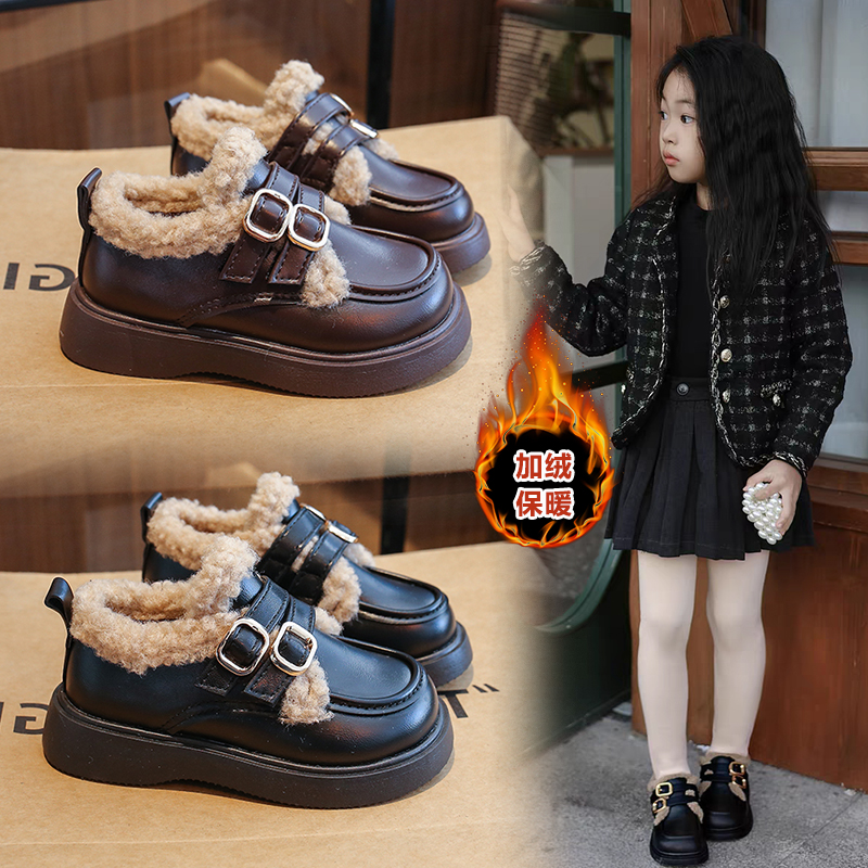 儿童皮鞋软底洋气冬季二棉鞋